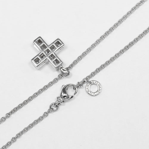 Collier Bvlgari Greek Cross - Collier en or blanc 18K et diamants 58 Facettes pagcdnl0yz