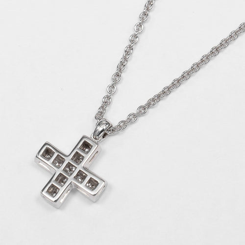 Collier Bvlgari Greek Cross - Collier en or blanc 18K et diamants 58 Facettes pagcdnl0yz