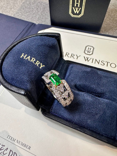 Bague 52 Harry Winston - Bague émeraude et diamants 58 Facettes jnci165