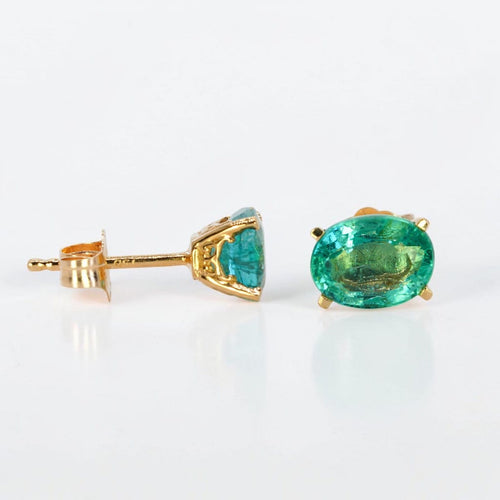 Boucles d'oreilles Boucles d'oreilles en or jaune 18 ct et émeraudes de Zambie 58 Facettes E0039