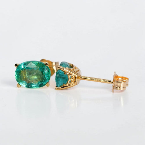 Boucles d'oreilles Boucles d'oreilles en or jaune 18 ct et émeraudes de Zambie 58 Facettes E0039