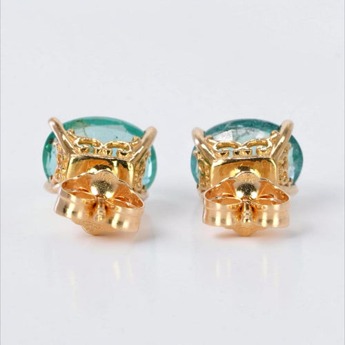 Boucles d'oreilles Boucles d'oreilles en or jaune 18 ct et émeraudes de Zambie 58 Facettes E0039