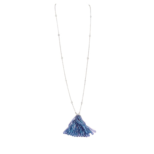Collier Goshwara - Sautoir Gouttière en or blanc, diamants et tanzanite 58 Facettes 35887