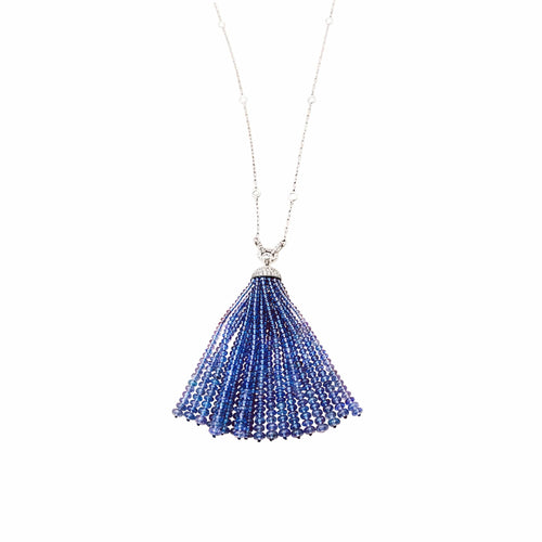 Collier Goshwara - Sautoir Gouttière en or blanc, diamants et tanzanite 58 Facettes 35887