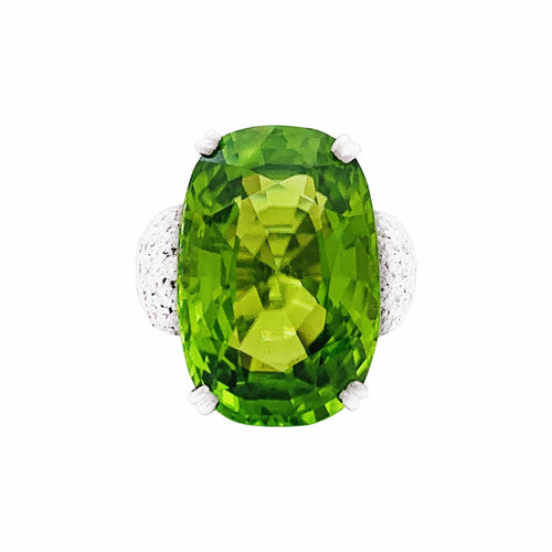 Bague 55 Adler - Bague en or blanc, péridot et diamants 58 Facettes 35859