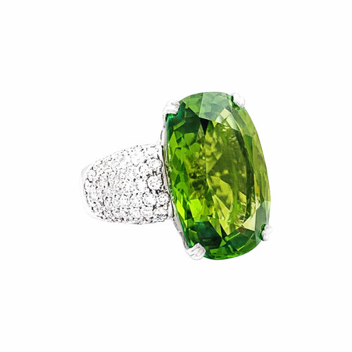 Bague 55 Adler - Bague en or blanc, péridot et diamants 58 Facettes 35859