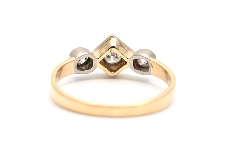 Bague 49 Bague Art déco en or jaune et blanc 18 carats avec diamants 58 Facettes 23942