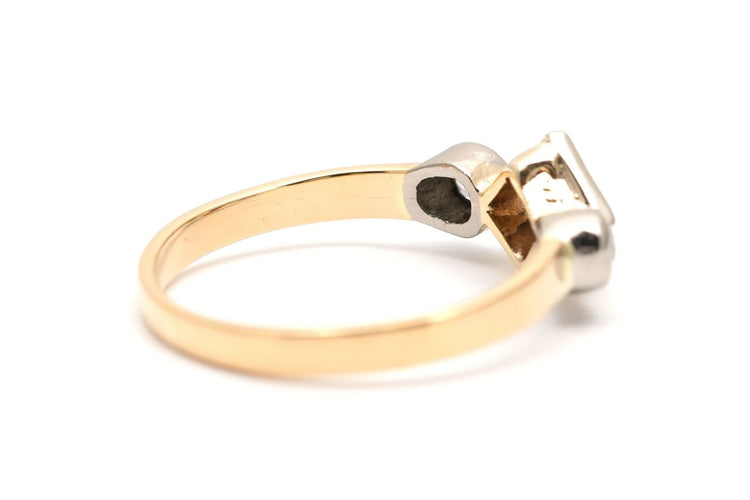 Bague 49 Bague Art déco en or jaune et blanc 18 carats avec diamants 58 Facettes 23942