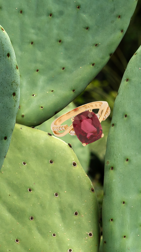 Bague 54 Rubellite - Bague en or jaune 18 carats et diamants 58 Facettes B360