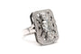 58 Bague contemporaine Art déco en or blanc 18 carats et diamants 58 Facettes 23935