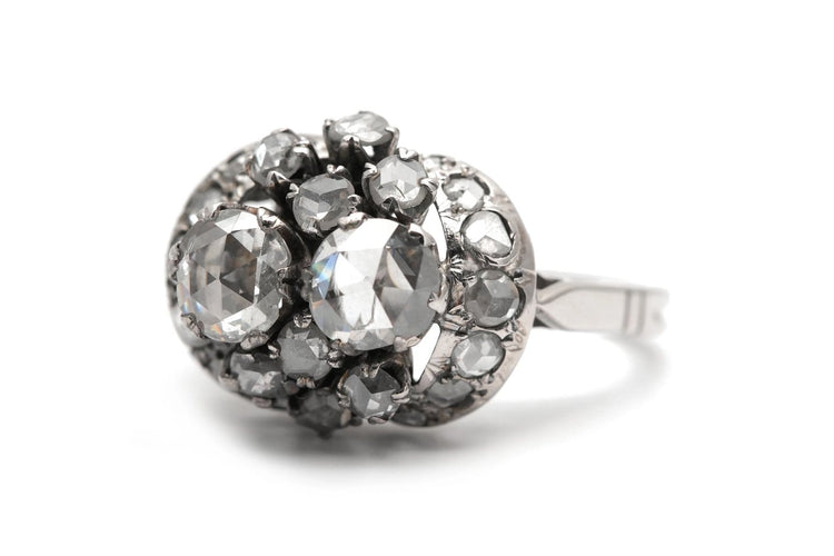 54 Art Déco - Bague en or blanc et diamants taille rose 58 Facettes 23891