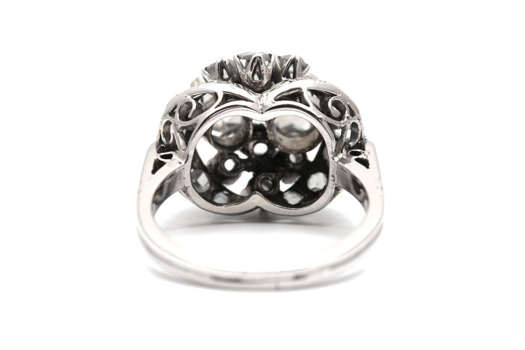 54 Art Déco - Bague en or blanc et diamants taille rose 58 Facettes 23891