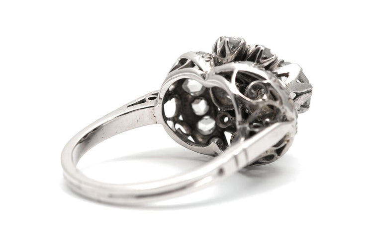 54 Art Déco - Bague en or blanc et diamants taille rose 58 Facettes 23891
