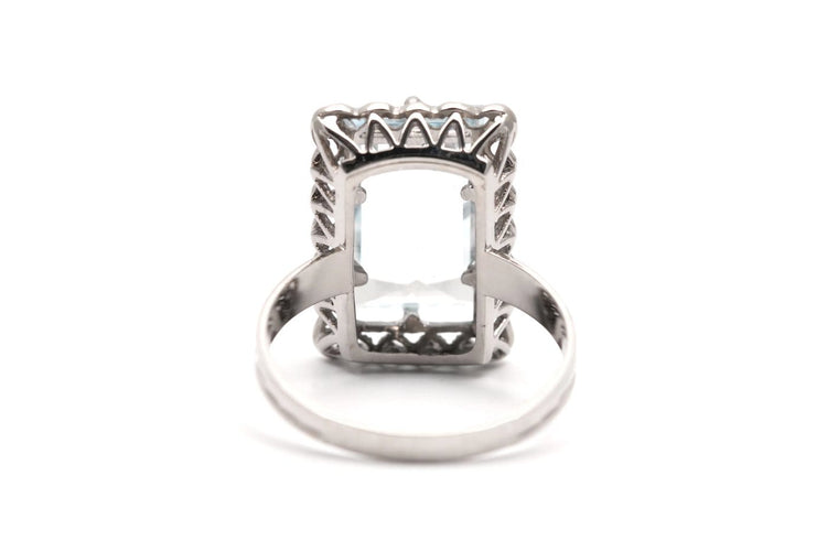 Bague 52 Art Déco - Bague en or blanc et aigue-marine 58 Facettes 24019