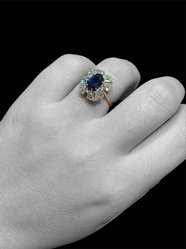 Bague 54 Scrigno di Zaffiro - Bague en or blanc, saphir et diamants 58 Facettes