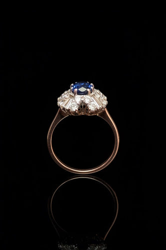 Bague 54 Scrigno di Zaffiro - Bague en or blanc, saphir et diamants 58 Facettes