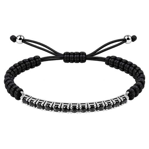 Bracelet en or blanc 18k et diamants noirs 58 Facettes P180