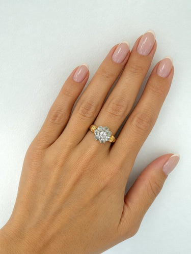 Bague 55 Art Nouveau - Bague marguerite en or jaune et diamants 58 Facettes Bague 011