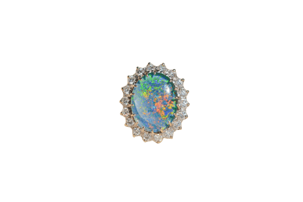 Bague Marguerite doublet Opale 14K