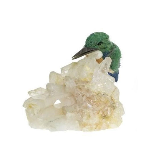 Montre Gübelin - Sculpture martin-pêcheur en azurmalachite et cristal de roche 58 Facettes P200
