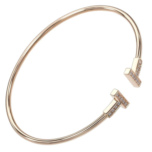 Tiffany & Co. T Wire - Bracelet en or rose et diamants 58 Facettes t03yrdptbq