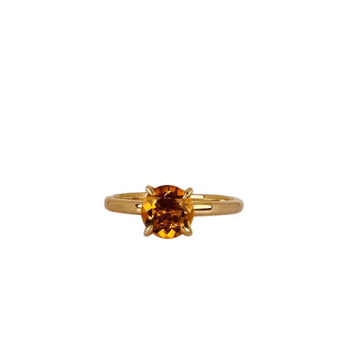 Bague solitaire en or jaune avec citrine