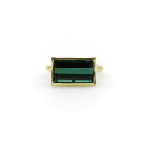 Bague 54 Signature - Bague en or 18K et tourmaline indicolite 58 Facettes 11200