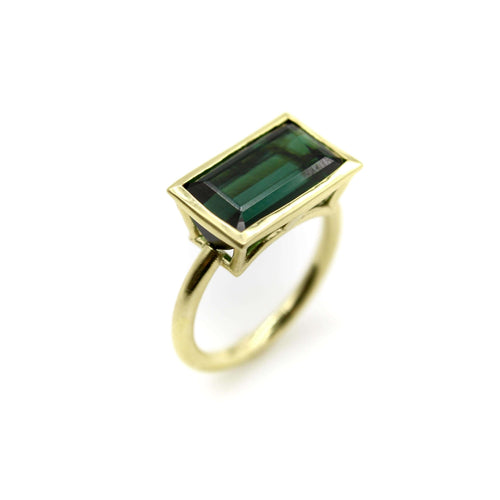 Bague 54 Signature - Bague en or 18K et tourmaline indicolite 58 Facettes 11200