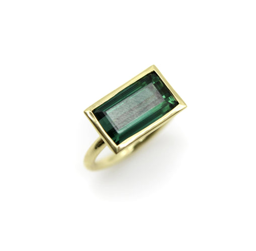 Bague 54 Signature - Bague en or 18K et tourmaline indicolite 58 Facettes 11200