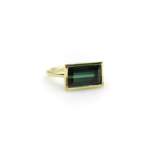 Bague 54 Signature - Bague en or 18K et tourmaline indicolite 58 Facettes 11200
