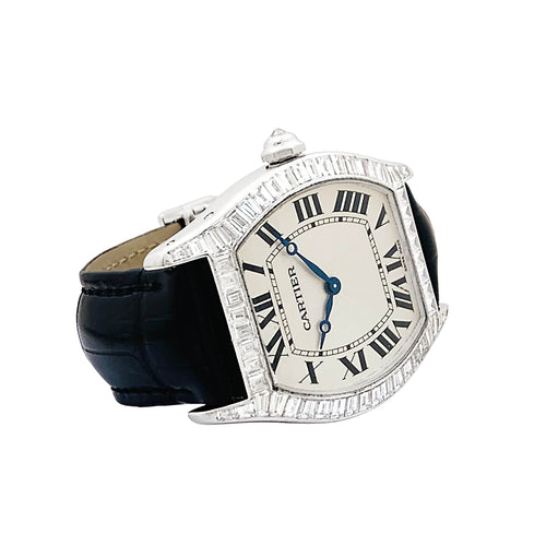 Montre Cartier Tortue - Montre en or blanc et diamants 58 Facettes 35577