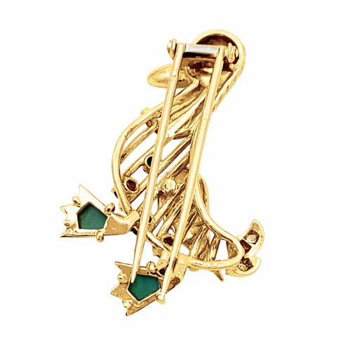 Broche Broche Canard en or jaune, pierres précieuses et diamants 58 Facettes 35880