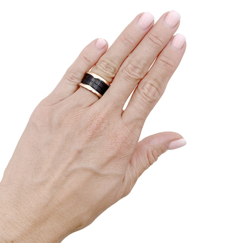 Bague 49 Bulgari B.ZERO1 - Bague en or rose et céramique noire 58 Facettes 35881