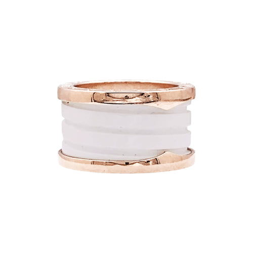 Bague 50 Bulgari B.Zero1 - Bague en or rose et céramique blanche 58 Facettes 35882