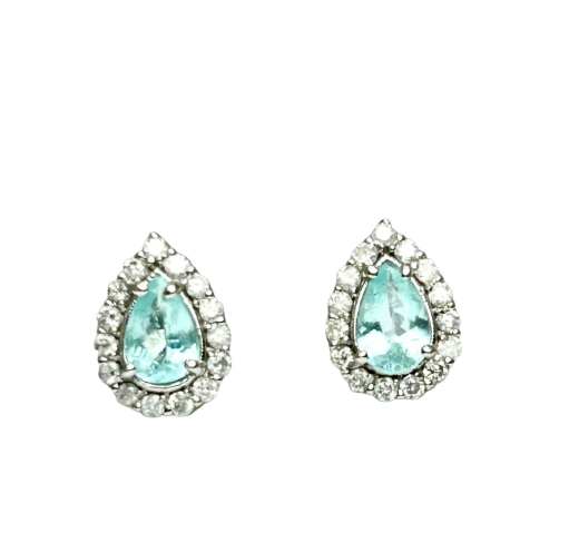 Boucles d'oreilles Boucles d'oreilles en or blanc 18k, tourmalines Paraíba et diamants 58 Facettes ORECCHINI PARAIBA