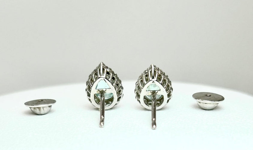 Boucles d'oreilles Boucles d'oreilles en or blanc 18k, tourmalines Paraíba et diamants 58 Facettes ORECCHINI PARAIBA