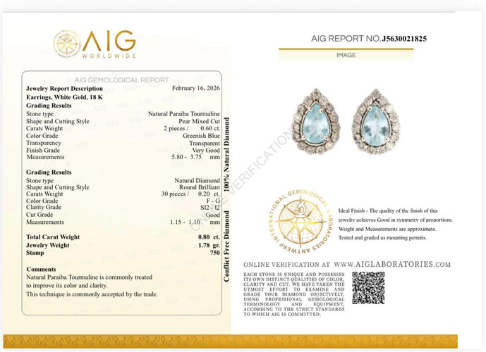 Boucles d'oreilles Boucles d'oreilles en or blanc 18k, tourmalines Paraíba et diamants 58 Facettes ORECCHINI PARAIBA