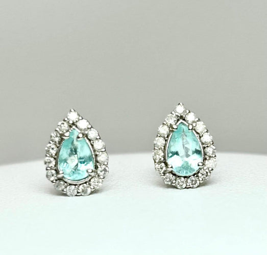 Boucles d'oreilles Boucles d'oreilles en or blanc 18k, tourmalines Paraíba et diamants 58 Facettes ORECCHINI PARAIBA