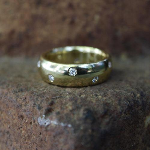 Bague 57 Étoile - Bague jonc donut en or 18 carats et diamants 58 Facettes 11205