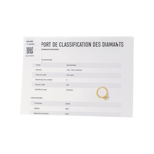55 Bague solitaire en or jaune et diamant 58 Facettes 3910222CD