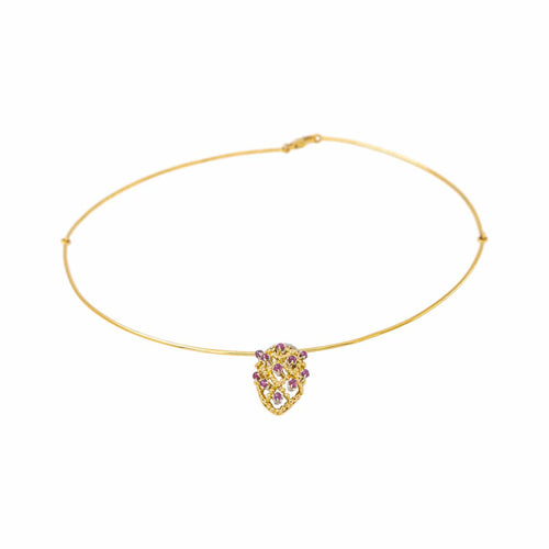 Collier semi-rigide en or jaune et or blanc, rubis et diamants 58 Facettes 5437344CN