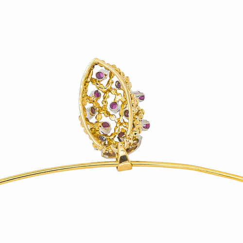 Collier semi-rigide en or jaune et or blanc, rubis et diamants 58 Facettes 5437344CN