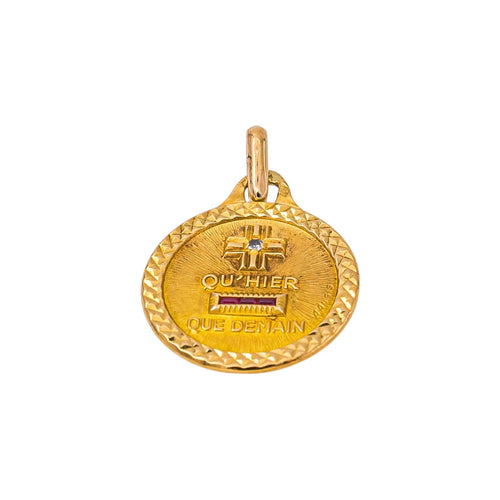 Augis Médaille d'amour - Pendentif en or jaune, diamant et rubis 58 Facettes 5713512CN