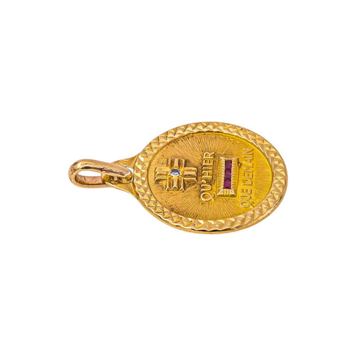 Augis Médaille d'amour - Pendentif en or jaune, diamant et rubis 58 Facettes 5713512CN