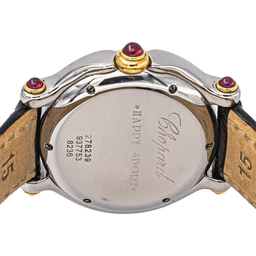 Chopard Happy Sport - Montre en acier, rubis, diamants et émeraudes 58 Facettes 5828122CN