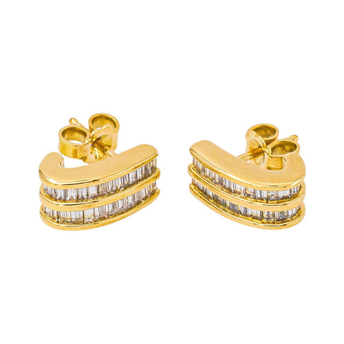 Boucles d'oreilles en or jaune et blanc avec diamants 58 Facettes 5840607CN