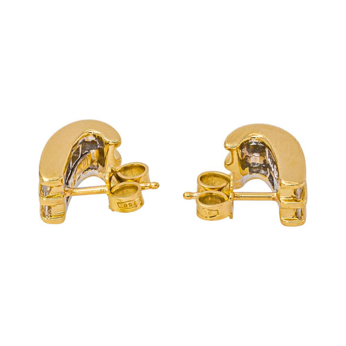 Boucles d'oreilles en or jaune et blanc avec diamants 58 Facettes 5840607CN