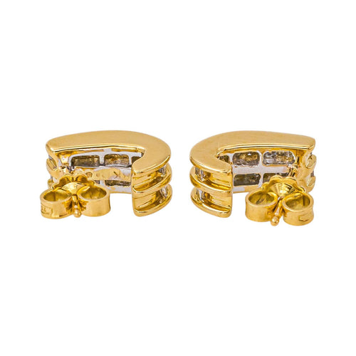 Boucles d'oreilles en or jaune et blanc avec diamants 58 Facettes 5840607CN