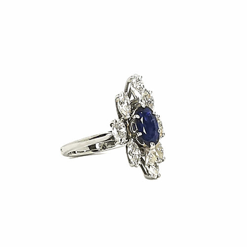 Bague 58 Bague marquise en or blanc 18 carats saphir et diamants 58 Facettes BVP-BAG-0001
