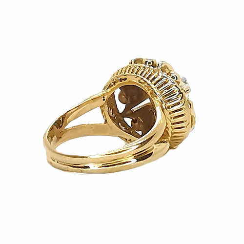 Bague 53 Bague pompadour vintage en or jaune 18 carats et platine, diamant 58 Facettes BVP-BAG-0004